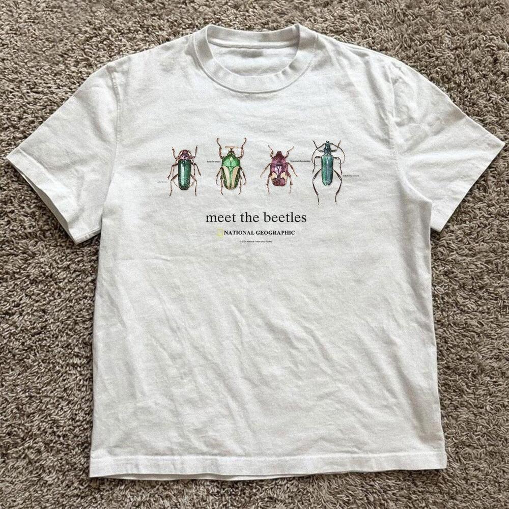 White National Geographic meet The Beetles Tee